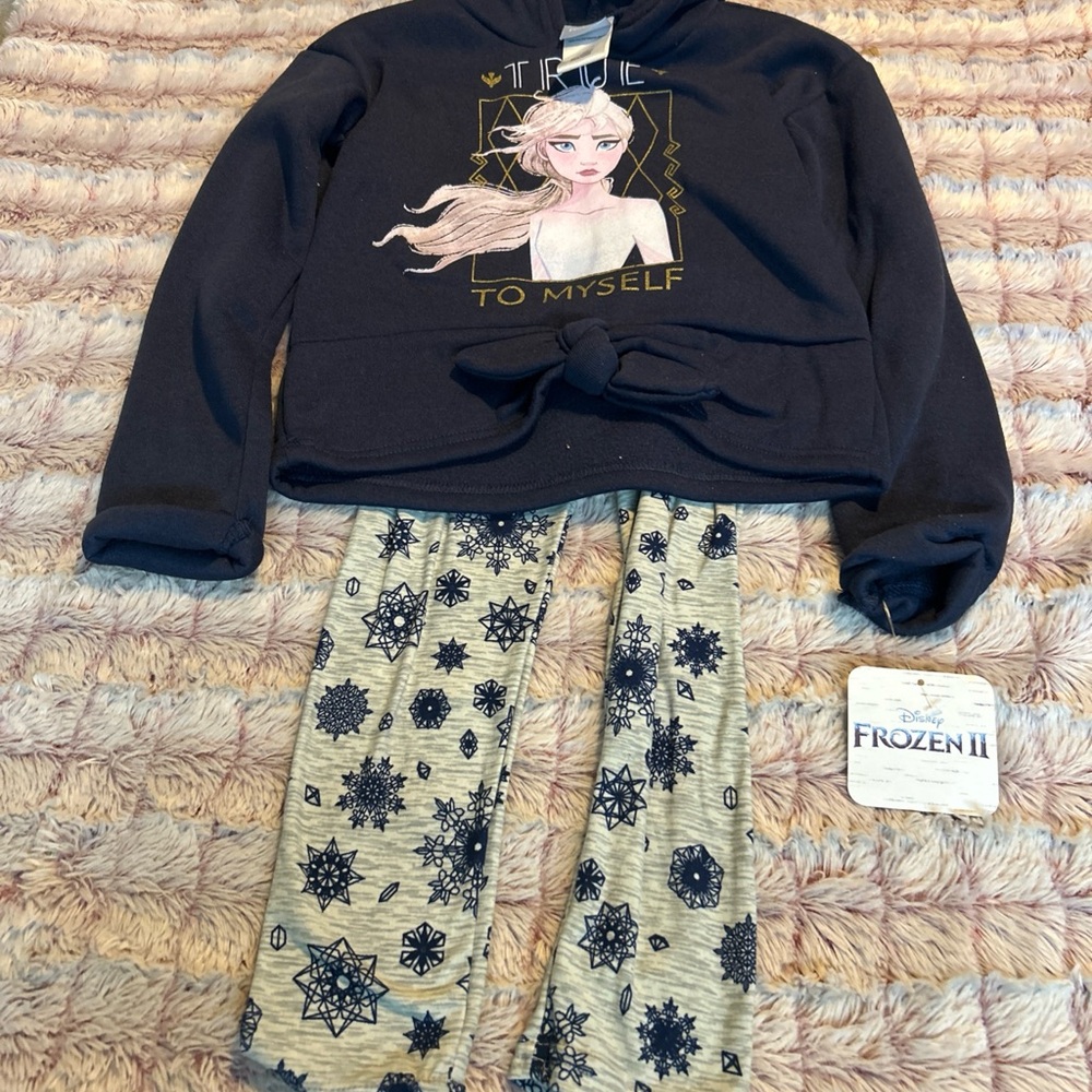 Blue and Gray hoodie 2 pc  Set with Relaxed Fit size 6